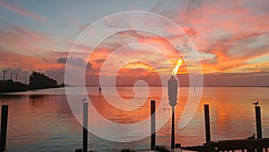 red and orange sunset view gorgeous panorama scenic with cloud sky of tropical sea beach