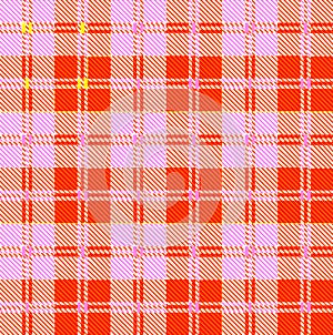 Red And Orange Tartan Wool Material