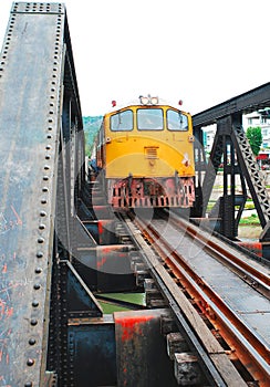 Red orange train diesel locomotive