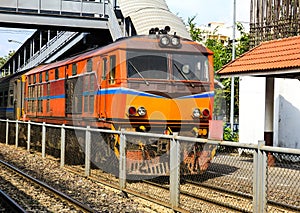 Red orange train, Diesel locomotive