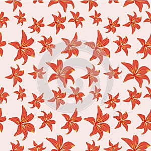 Red-orangeflowers on lite white-red background.