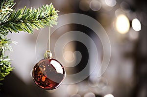 Red ornament on the Christmas tree - Soft focus