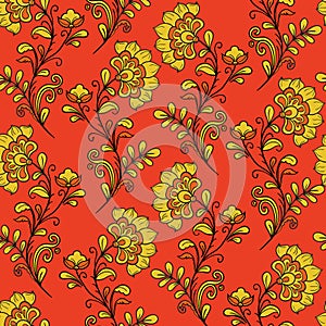 Red ornamental khokhloma pattern