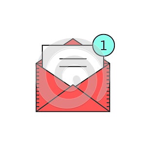 Red outline email notification icon