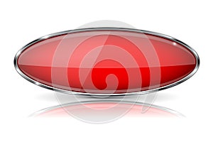 Red oval button with chrome frame