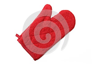 Red oven glove mitt