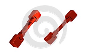 Red Paddle icon isolated on transparent background. Paddle boat oars.