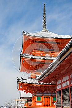 Red Pagoda at Kiyomizu-dera Temple.