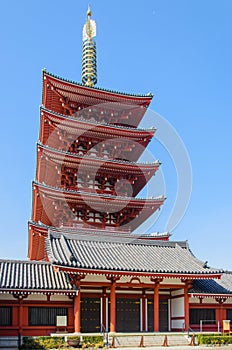 Red pagoda at Sensoji Temple