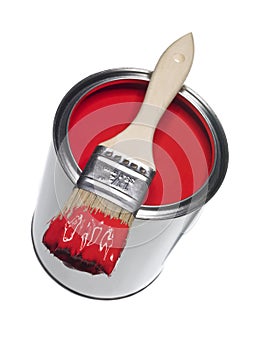 Red Paint can and brush