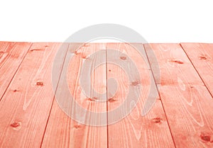 Red paint coated wooden boards