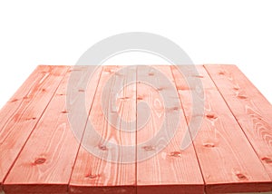 Red paint coated wooden boards