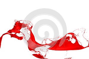 Red paint splash isolated on white background.