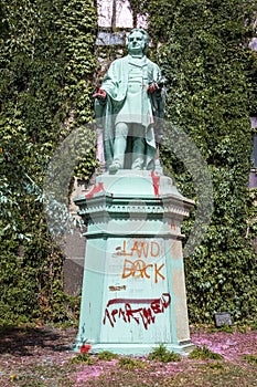 Red paint splashed on statue of Egerton Ryerson at Ryerson Univeristy photo