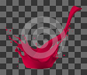 Red paint splashing isolated on transparent background. Vector design element