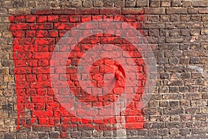 Red painted brick wall background