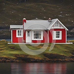 Red painted cottage on a remote island - 1
