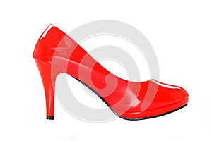 Red painted high heel photo