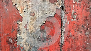 Red painted wall with peeling and aged texture