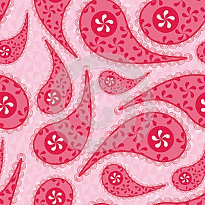 Red paisley seamless pattern