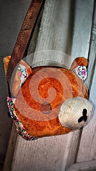 Red panda bear head kiddy hand bag