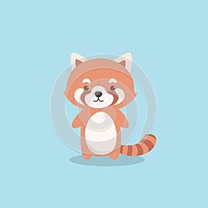 Red Panda Cartoon Character. Cute little Red Panda vector illustration for kids.