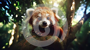 Red panda in the jungle, Realistic AI generated Illustration