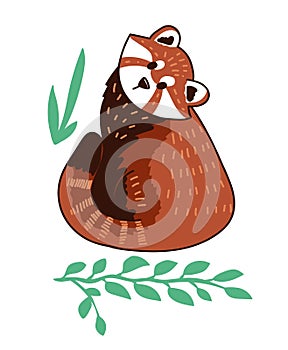 Red panda vector illustration.