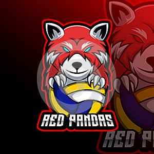 Red Panda Volleyball Animal Team Badge