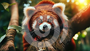 Red panda in the wild, Realistic AI generated Illustration