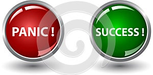 Red panic button and green success button
