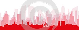 Red panoramic city skyline poster of BRUSSELS, BELGIUM
