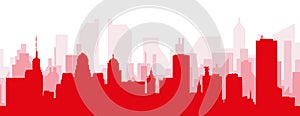 Red panoramic city skyline poster of BUFFALO, UNITED STATES