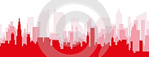 Red panoramic city skyline poster of CHICAGO, UNITED STATES