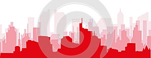 Red panoramic city skyline poster of FRANKFURT, GERMANY