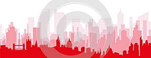 Red panoramic city skyline poster of LONDON, UNITED KINGDOM