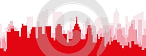 Red panoramic city skyline poster of PHILADELPHIA, UNITED STATES