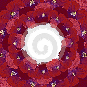 Red pansy flower frame