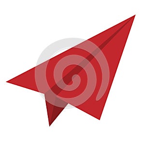 Red paper airplane icon, vector illustration