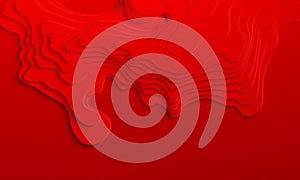 Red paper art cartoon abstract waves. Color waves. Vector abstract topographic map concept with space for your copy