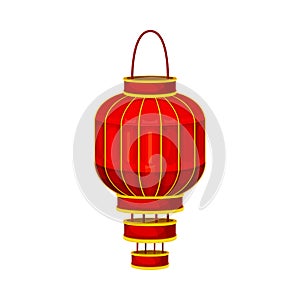 Red Paper Bag with Candle Inside as Chinese Lantern Used as Festive Decoration Vector Illustration