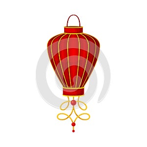 Red Paper Bag with Candle Inside as Chinese Lantern Used as Festive Decoration Vector Illustration