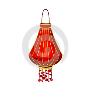 Red Paper Bag with Candle Inside as Chinese Lantern Used as Festive Decoration Vector Illustration