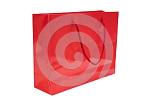 Red paper bag isolated on white background