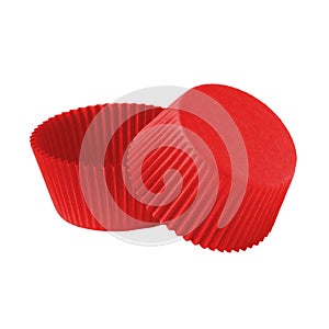 Red paper baking forms for muffins and cupcakes