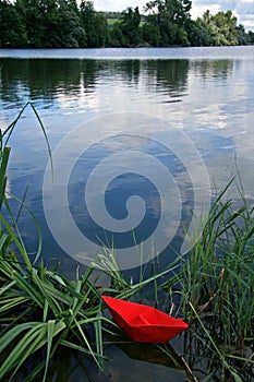 Red paper boat