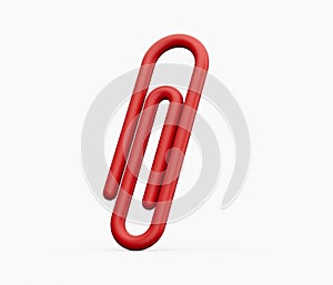 Red Paper clip. 3d icon. Cartoon minimal style 3d illustration