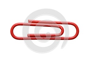 Red paper clip isolated