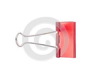 Red paper clip isolated on white