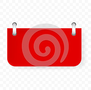 Red paper cut tag with spiral binder at transparent effect background